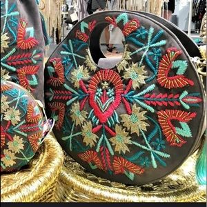 Embroidered Round Hand-Held Bag-Boutique-NWT